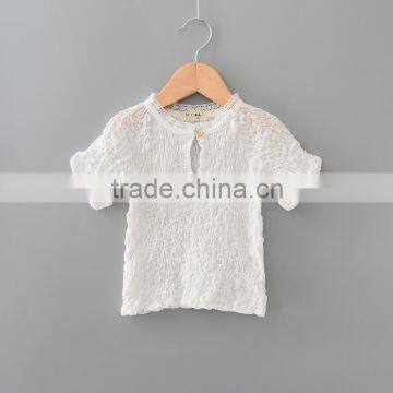 Cheap and Hot Selling Korean Style Baby Girls Tops Round Neck t Shirt Sleeveless Fold Bubble Shirts photo-3