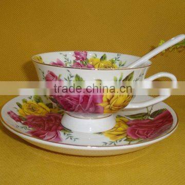 "Pinsun" Flower Design,ceramic Coffee Cup Set,ceramic Coffee Mug Set