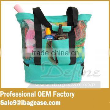 Nice Blue Mesh Beach Bag Tote Bag With Insulated Picnic Cooler Large photo-3
