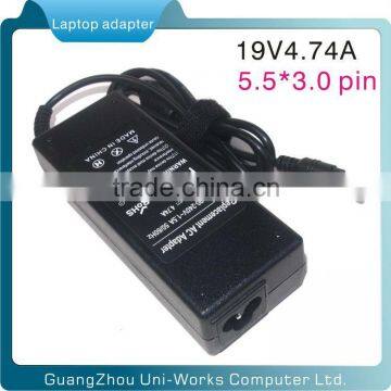 19v 4.74a 90W switching laptop power adapter for Samsung with dc 5.5*3.0 mm