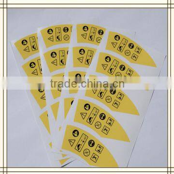 Customized household printing waterproof stickers with instruction marks