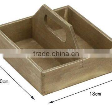 Vintage Hand Made Wood Divided Mail Organizer Box Desk Office,storage Box With Handles Leather Storage Box Tableware Storage Box photo-2