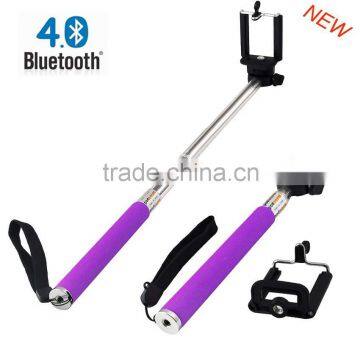 2015 new fashion cable take pole selfie stick with bluetooth selfie stick