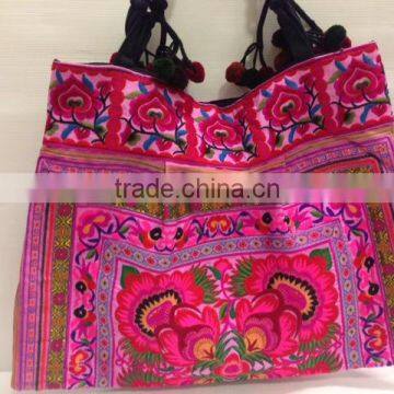 Thai pink embroidery Hmong bag /tribe bag