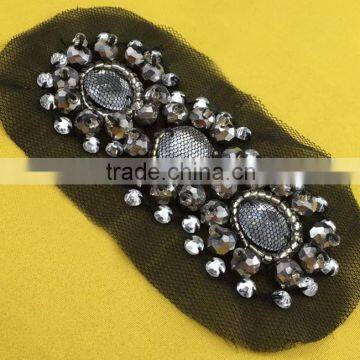 New Arrival Handmade Crystal Beaded Applique Work Design for Shoulder Decoration photo-3
