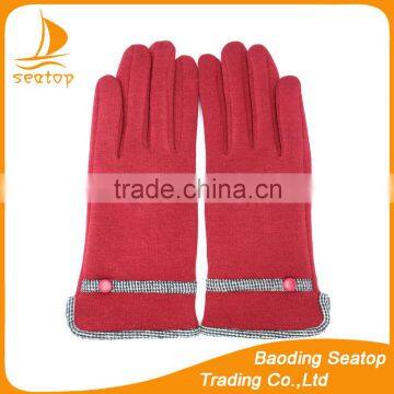 Ladies and women bright red premium spandex velvet gloves