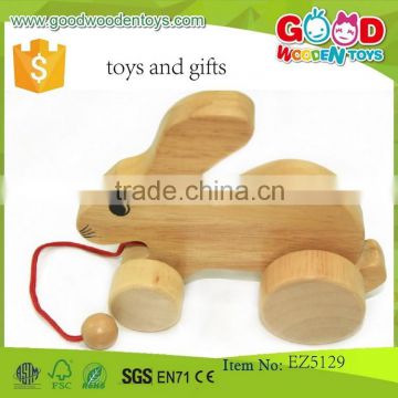 new style natural wooden pull toys OEM intelligent funny gifts toys wooden rabbit for kids EZ5129