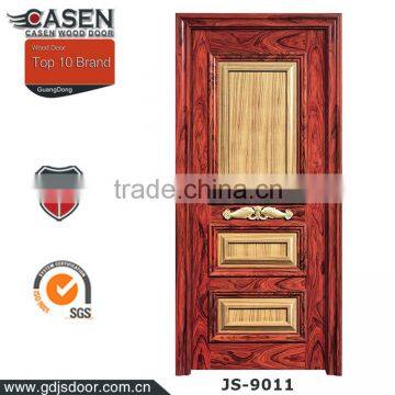 The newest hous design carving exterior door rose natural veneer wood door with vision panel