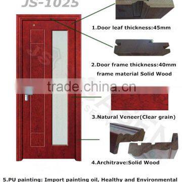 Simple Design Office Vision Panel Glass Wood Door Pictures photo-2