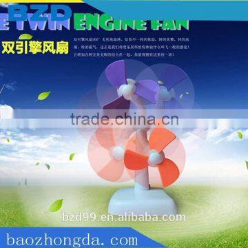 Double Engine Motors Revolutionary USB Mini Revolving Fan / Promotional Gift Double blades Revolving Fan