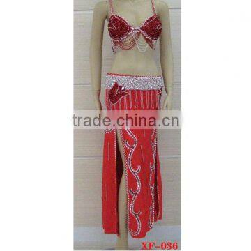 red beaded bra and skirt(XF-036)