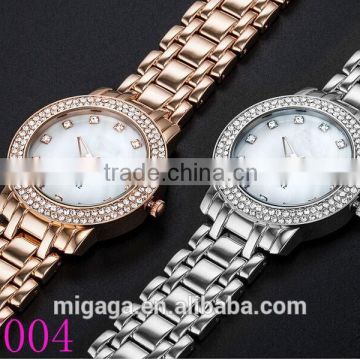 Rose Gold Rhinestone Alloy Chain Bracelet Watches For Women