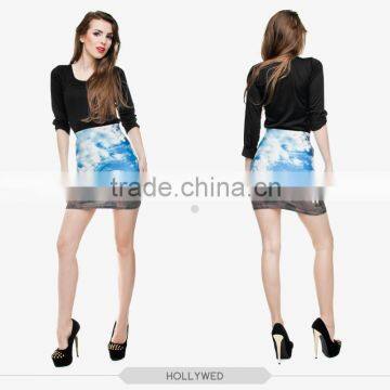 Women fashion muffin sexy girls tight slim mini skirt high quality 3d digital full print custom hot sale tube stretchy skirt