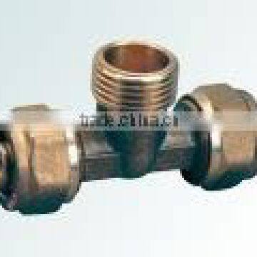 wholesale male tee brass fittings for pex pipe used for water supply and underfloor heating.