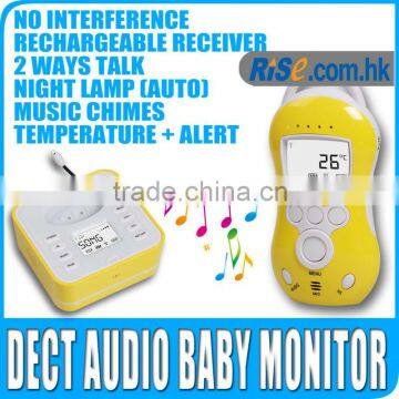 Wireless Digital LCD Audio Temperature 2-way Talk Alert Baby Monitor