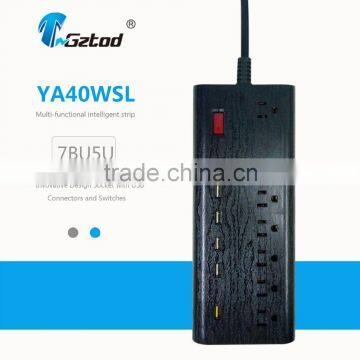 Innovative Tree stripe Design 7 US Multi Plug Outlet with 5 Smart USB Power Surge Protector