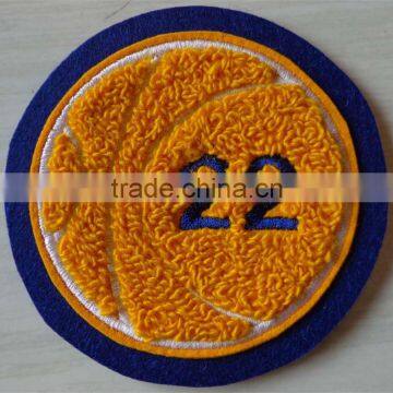 chenille basketball patch double felt embroidery