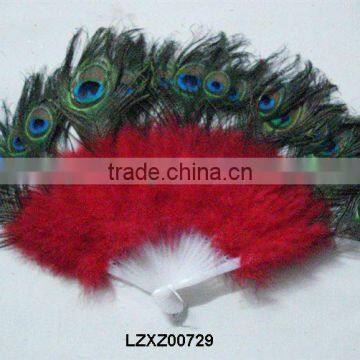 Dancing Marabou Feather Fan with Peacock tips LZXZ00729