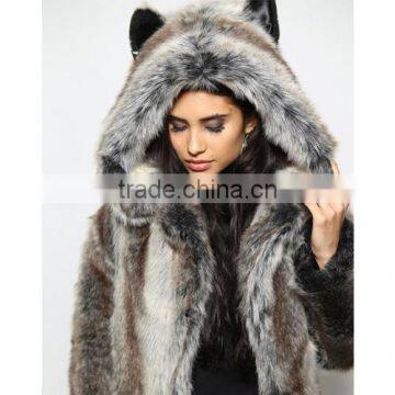 new arrival latest coat design for women wear vintage wolf faux fur coat                        
                                                Quality Choice