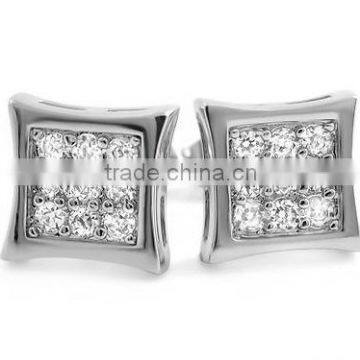 Sterling Silver Square Micro Pave Cz wholesale Earrings