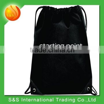 Customized 600D polyester large black drawstring bag