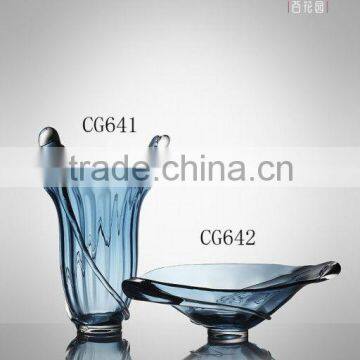 Light blue color glass Bowl and Vase of home decor accessories