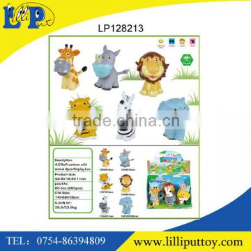 Plastic 5" lovely soft PVC vinyl wild animal rubber toys manufacturer