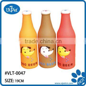 colorful squeaky beer bottle pet vinyl toys for dog