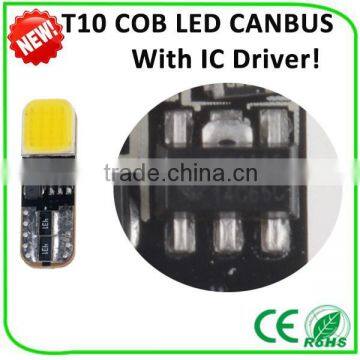 Long life time cheap 12v 24V ,T10, 6000K W/B/R/Y/G available car cob led cob lamp canbus led t10