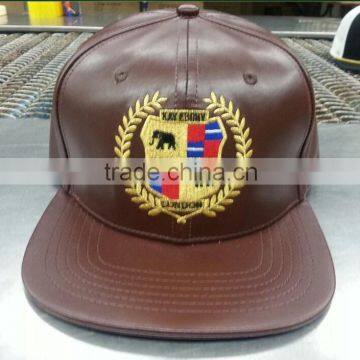 custom leather flat brim stapback cap wholesale