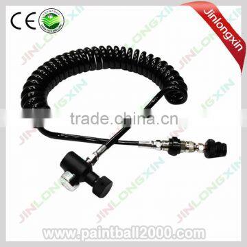 paintball Gas Coil Remote Hose Line With QD+1500psi Gauge+Orings