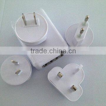 100% brand new and high quality 4-port USB power adapter USB travel charger for Apple iPhone 5 5G iPhone 4 4S iPad 2 3