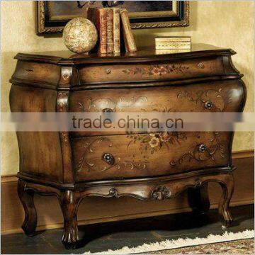 CF30152 3-Drawer Hall Chest-Hand Painted Floral console Table Luxury Cabinet