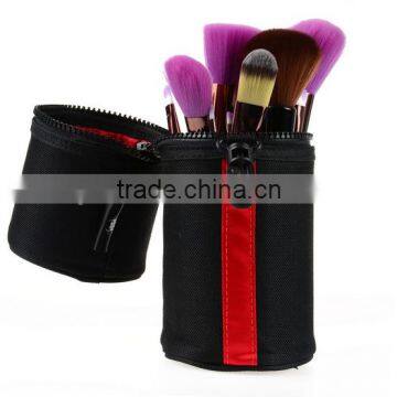 colorful 12 piece cosmetic make up brush set with cylinder holder