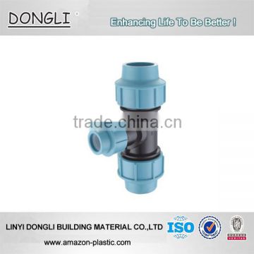 PP Compression Fittings Female Thread reducing Tee PN16 20MM to 110MM irrigation pipe and fittings