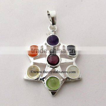 Two Star Chakra Metal Pendant