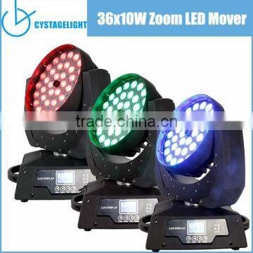 36x10w LED Zoom Moving Head Light RGBW 4 IN 1 Wash Moving Light