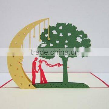 Bride and Groom on the moon 3d greeting card