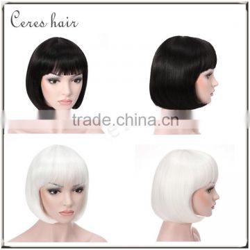 100% high resistant fiber short straight synthetic hair bob wig for party