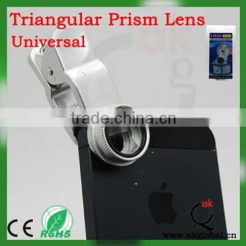 universal External clip lens 3 traingular prism image mirage camera lens for smartphone