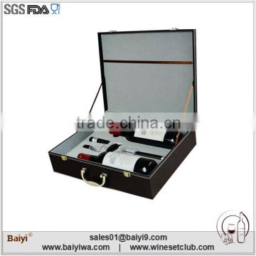 Luxury 2 bottle leather wine boxes with wine accessories for sale