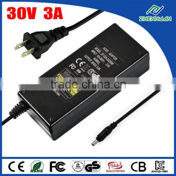 90W The Adaptor 30V 3A LED Switching Power Supply With 1.5m DC Cable