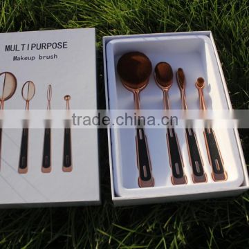 2016 hot sale Brush Puff cosmetic tooth brush rose gold oval makeup brush set