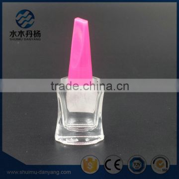 Unique and flat empty glass bottle with brush and cute cap nail polish bottle