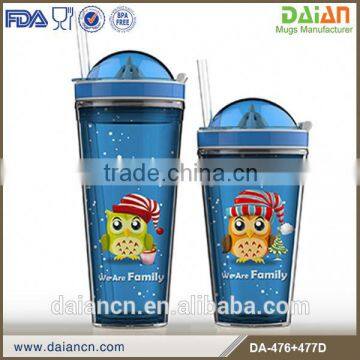 Wholesale BPA Free colorful lemon juice plastic tumbler