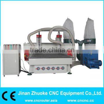 Wood CNC Engraving Machine With 2 GC Air Cooling Spindles/Dust Collector/DSP/Vacuum Table ZK-1325-2 photo-1