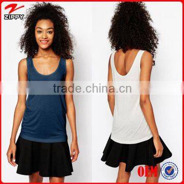 100% Viscose Scoop Neckline and Back Gym Tank Top for Woman