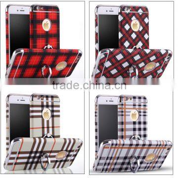 2016 Best Selling 3 in 1 Plated Marble Case Cover For iPhone 5S SE 6 6S With ring kickstand Marbling Checked Pattern Phone Case
