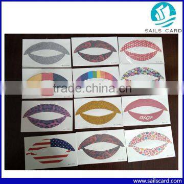 Attractive Water Transfer Lip sticker Flag face sticker for wholesale