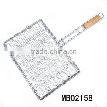 Wooden handle chrome BBQ Grilling net